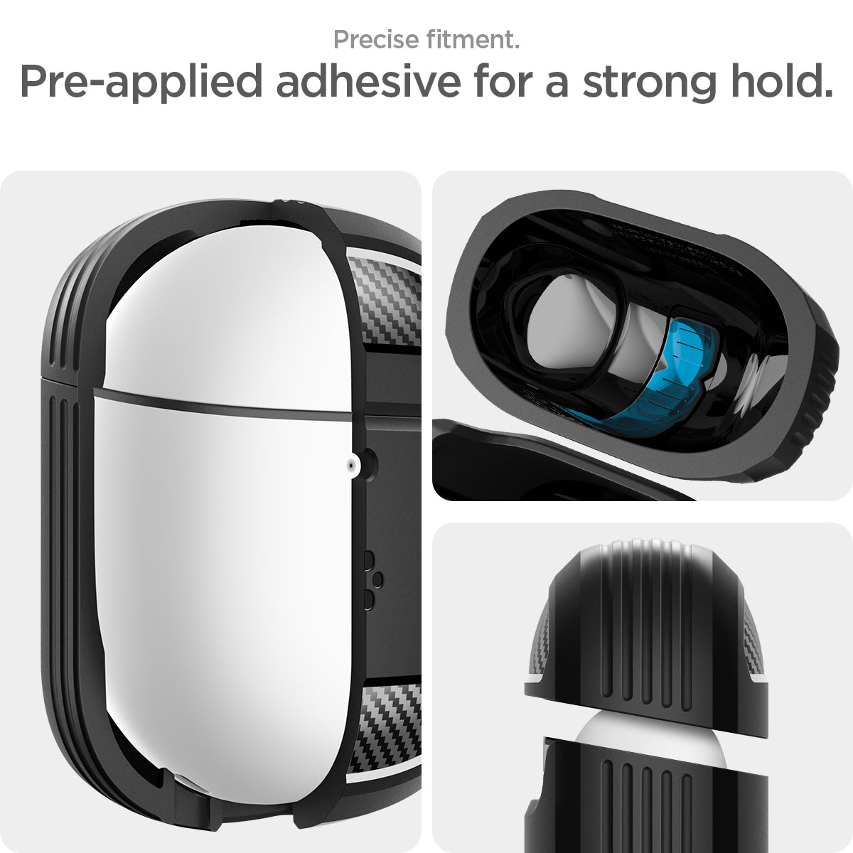 ACS07604 - Pixel Buds Pro 2 Case Rugged Armor in Matte Black precise fitment. pre applied adhesive for a strong hold.
