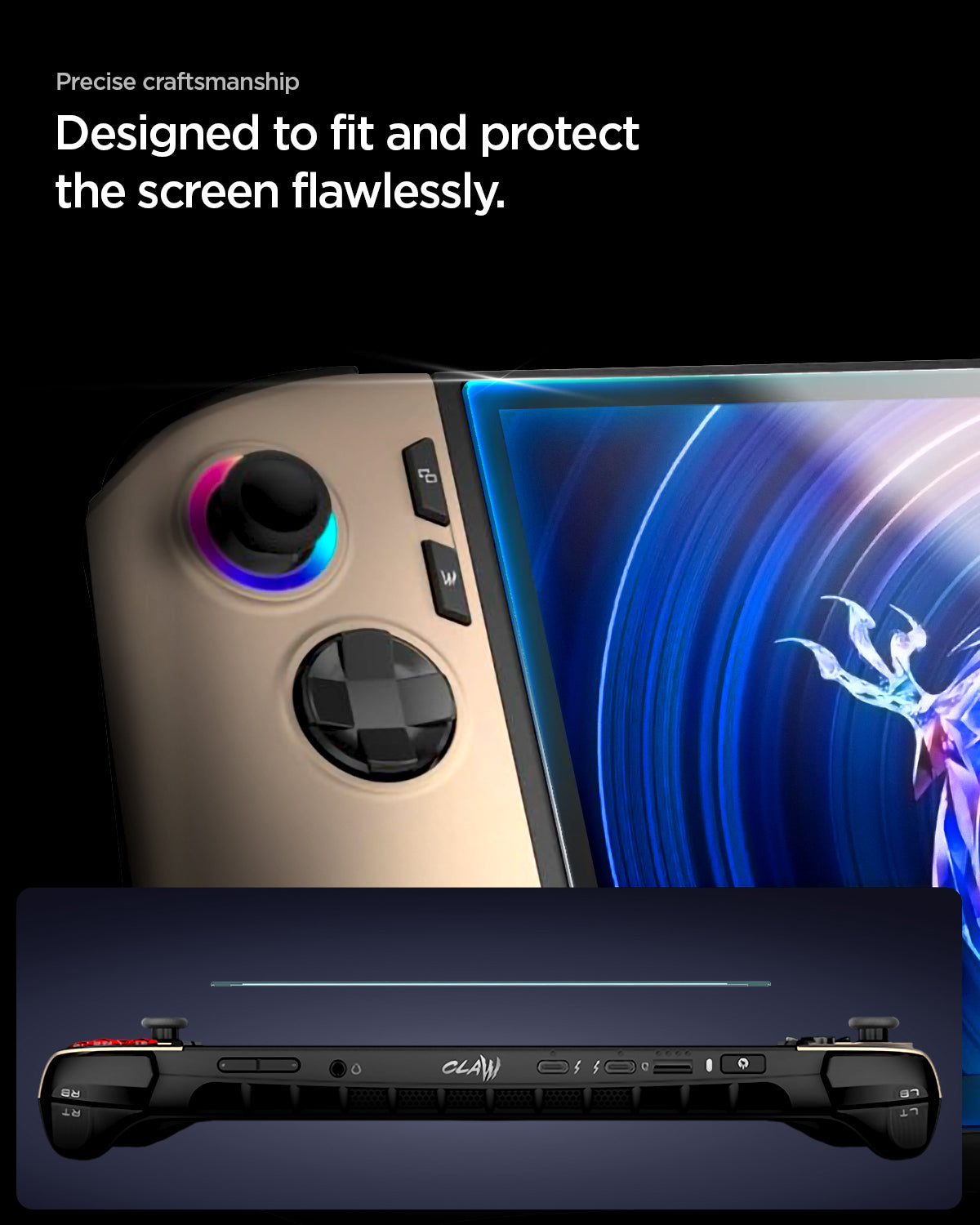 AGL09755 - Claw 8 AI+ A2VM GLAS.tR Slim in clear showing the precise craftsmanship