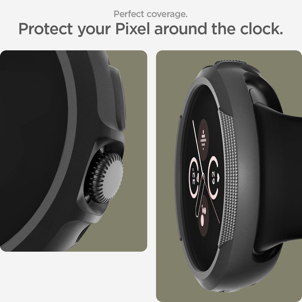 ACS07598 - Pixel Watch 3 (45mm) Case Liquid Air in Matte Black  perfect coverage. protect your pixel around the clock.