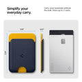 AFA06390 - MagSafe Card Holder Nano Pop (Mag Fit) in Blueberry Navy showing how it simplifies your everyday carry. Carry your essentials without the bulk. Store up to 2 cards. 3.74