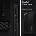 ACS01391 - Galaxy Note 20 Ultra Rugged Armor Case in matte black simplicity with a twist. Modern matte black design with carbon fiber accent and agressive profile.