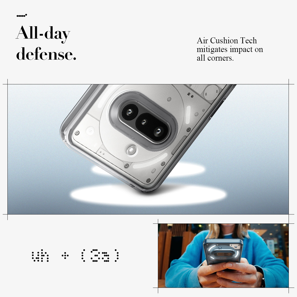ACS09373 - Nothing Phone (3a) Case Ultra Hybrid in Space Crystal all day defense. Air cushion tech mitigates impact on all corners.
