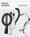 AMP08551 - O-Mag Magnetic Phone Holder (MagFit) | OM103 in Black showing strong magnets. strong magnets snap to your phone for a more secure grip