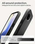 ACS11285 - Pixel 10a Liquid Air in Matte Black showing all around protection. safeguard the lens and screen against scratches