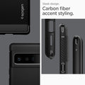 ACS03456 - Pixel 6 Pro Case Rugged Armor in matte black sleek design. carbon fiber accent styling.