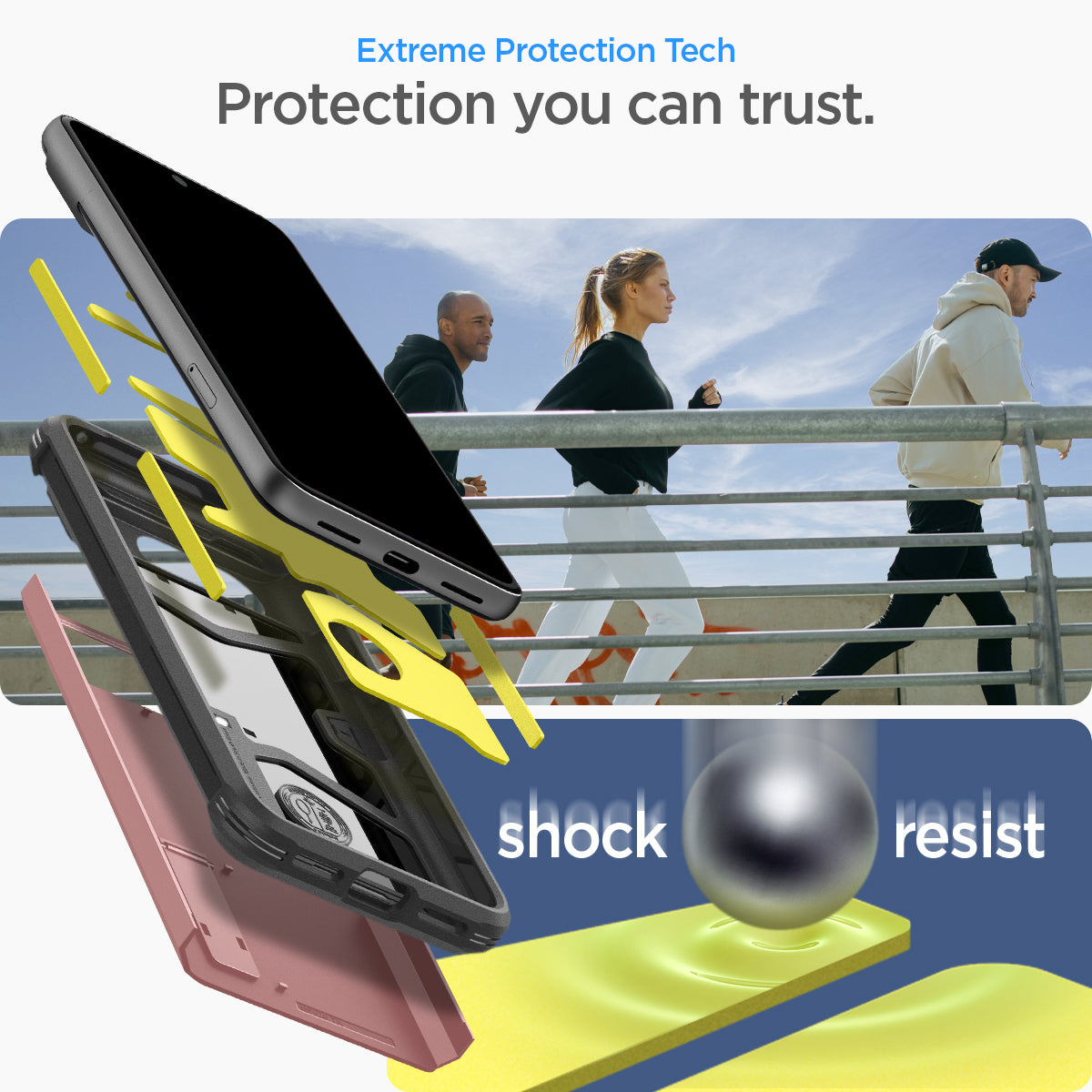 ACS06284 - Pixel 8 Case Tough Armor in rose gold showing the extreme protection tech. Protection you can trust