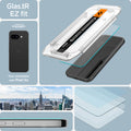 AGL08938 - Pixel 9a GLAS.tR EZ Fit in Clear showing the glass.tr ez fit compatibility only with Pixel 9a