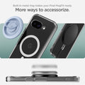 ACS09043 - Pixel 9a Case Ultra Hybrid Metal Ring (MagFit) in Clear White showing the built-in metal ring makes your Pixel MagFit ready and more ways to accessorize