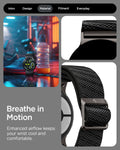 AMP11421 - Pixel Watch 4 45mm Lite Fit X Watch Band in black showing breathe in motion