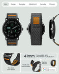 AMP11751 - Pixel Watch 5 (41mm)  Athlex Air Active Black Orange multiple product angles showcase the overall design and secure attachment system.