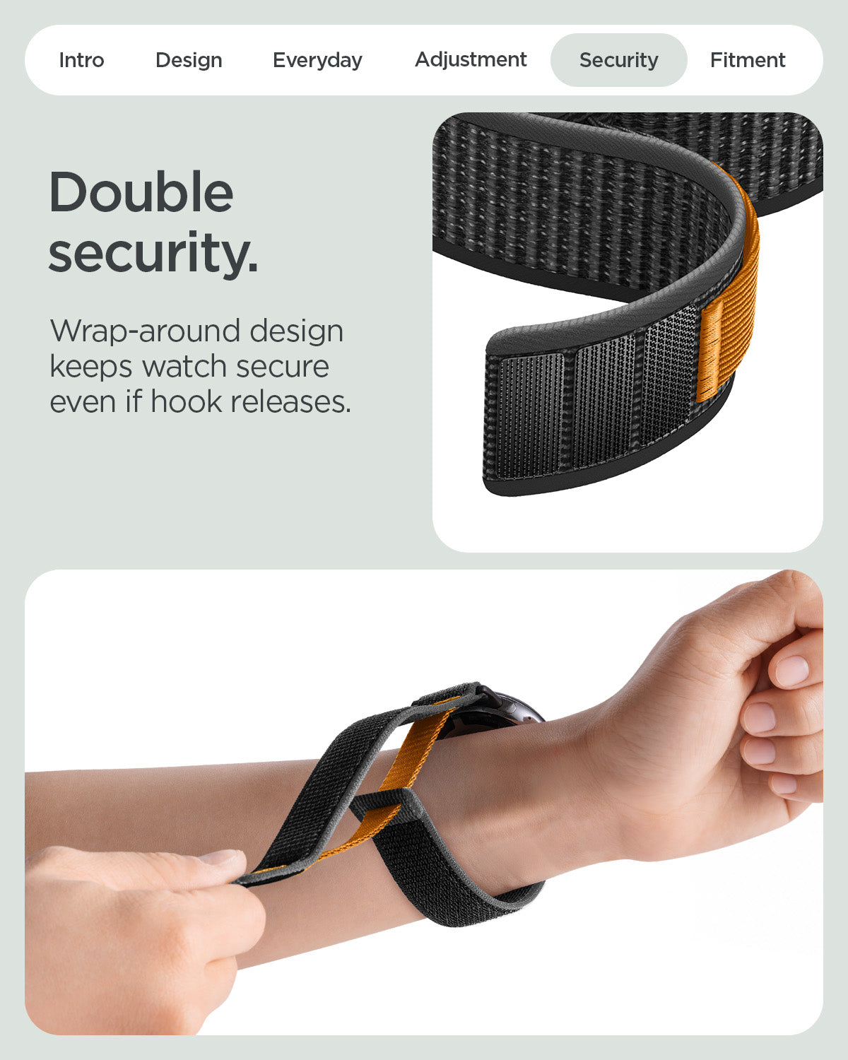 AMP11751 - Pixel Watch 5 (41mm)  Athlex Air Active Black Orange wraparound construction helps keep the band securely attached during wear.