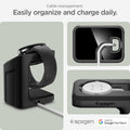 AMP073933 - Pixel Watch Stand Black S355 showing the cable management. Easily organize and charge daily.