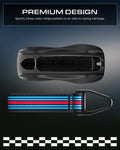 ACS10800 - Porsche Key Fob Cover | PK100 in Matte Black showing premium design. Sporty three color stripe pattern is an ode to racing heritage