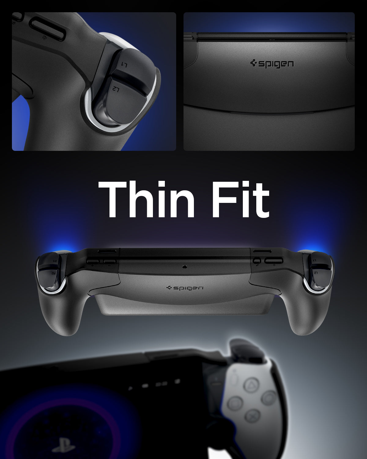 ACS07235 - Playstation Portal Case Thin Fit in black showing the different angles 