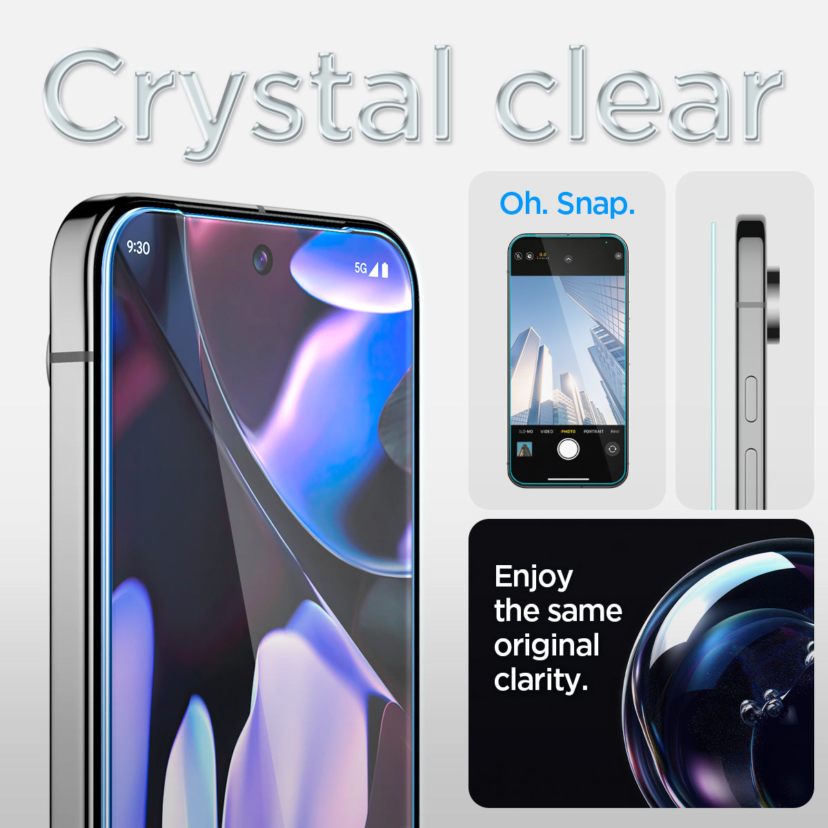 AGL08442 - Pixel 9 Pro GLAS.tR EZ Fit in Clear showing the crystal clear. Enjoy the same original clarity.