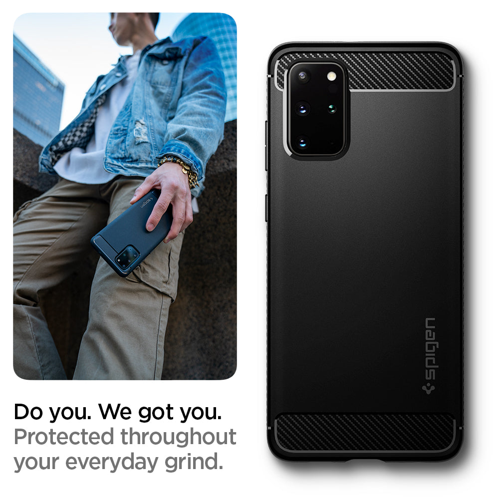 ACS00753 - Galaxy S20 Plus Rugged Armor Case in black  do you. we got you. Protected throughout your everyday grind.