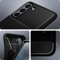 ACS02421 - Galaxy S21 Rugged Armor Case in matte black showing back with the camera and rugged case.