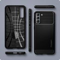ACS02421 - Galaxy S21 Rugged Armor Case in matte black showing front, back, side, top and bottom.