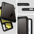 ACS02426 - Galaxy S21 Tough Armor Case in gunmetal  showing back and front of phone case.
