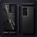 ACS02350 - Galaxy S21 Ultra Liquid Air Case in matte black showing the different angles