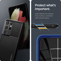ACS02349 - Galaxy S21 Ultra Rugged Armor Case in matte black protect what's important. Help defend the galaxy from surface scratches with raised bezels.