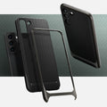 ACS03993 - Galaxy S22 5G Case Neo Hybrid in gunmetal showing front and back with the case.