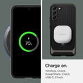 ACS03960 - Galaxy S22 Plus 5G Case Neo Hybrid in gunmetal charge on. wireless check. powershare check. USB-C check.