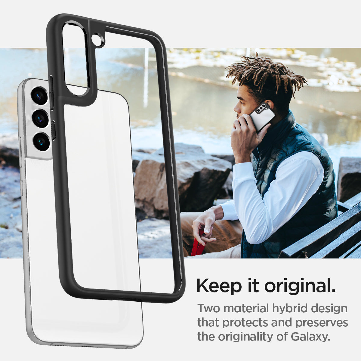 ACS03955 - Galaxy S22 Plus 5G Case Ultra Hybrid in matte black keep it original. Long lasting clarity that preserves the originality with quality.