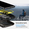 ACS03992 - Galaxy S22 5G Case Tough Armor in gunmetal  innovative tech. Extreme protection technology dissipates shock throughout its foam.