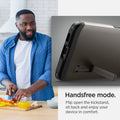 ACS03992 - Galaxy S22 5G Case Tough Armor in gunmetal  handsfree mode. Flip open the kickstand, sit back and enjoy your device in comfort. 