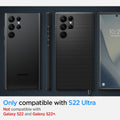 ACS03915 - Galaxy S22 Ultra 5G Case Liquid Air in black showing the compatibility only with S22 Ultra. Not compatible with Galaxy S22 and Galaxy S22+