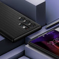 ACS03925 - Galaxy S22 Ultra 5G Case Neo Hybrid in black showing front and back with the pen.