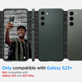 ACS05667 - Galaxy S23 Plus Case Liquid Air in abyss green showing the compatibility only with Galaxy S23+. Not compatible with Galaxy S23 and Galaxy S23 Ultra