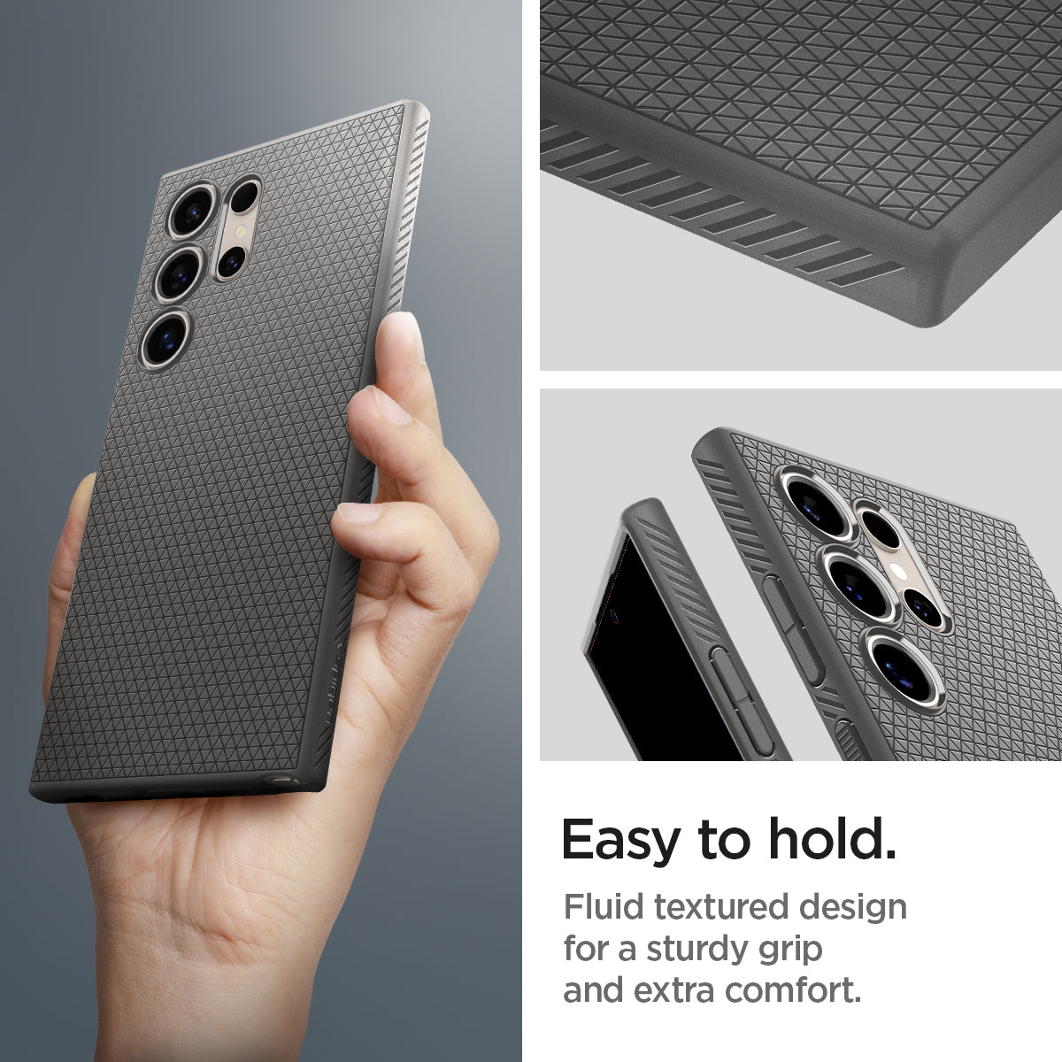 ACS07448 - Galaxy S24 Ultra Case Liquid Air in Granite Gray  easy to hold. fluid textured design for a sturdy grip and extra comfort.