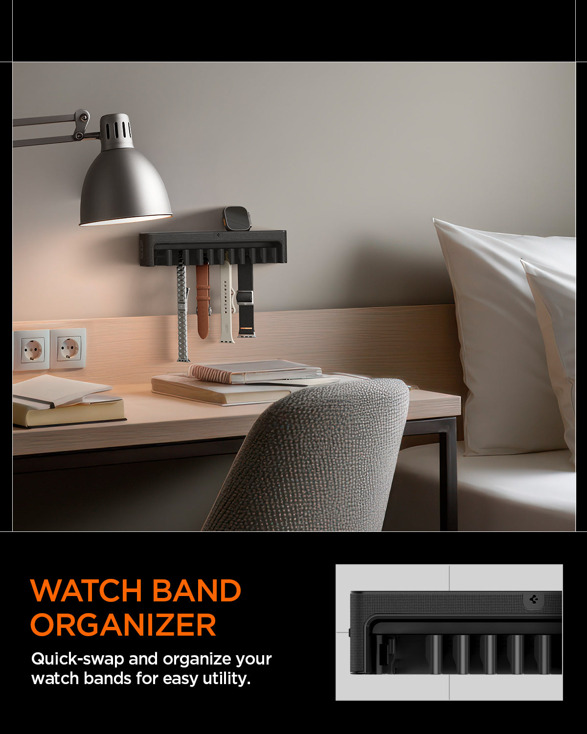 AMP09445 - Watch Band Organizer | S341 showing the quick-swap and organize your watch bands for easy utility 