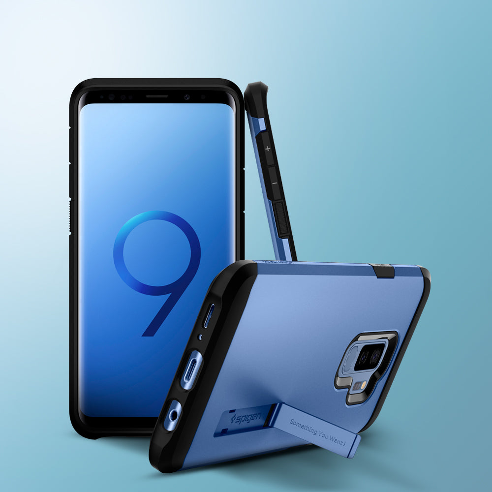 593CS22937 - Galaxy S9 Plus Case Tough Armor in Coral Blue  showing front and back.