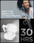 ASD07888 - Spigen True Wireless Earbuds SA2402 in Black showing the super long battery life, 30 hours playtime