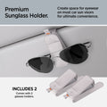 ACP08827 - Visor Leather Sunglass Holder SH101 in Gray showing the premium sunglass holder, create space for eyewear on most car sun visors, for ultimate convenience, includes 2, comes with 2 glasses holders