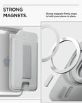 AFA10803 - MagSafe SleekBand Card Holder | 3 Cards (MagFit) in Urban Gray showing strong magnets. strong magnets firmly snaps to hold your phone in place