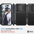 ACS07363 - Galaxy S24 Case Optik Armor in Black showing the compatibility only with S24. Not compatible with Galaxy S24+ and S24 Ultra