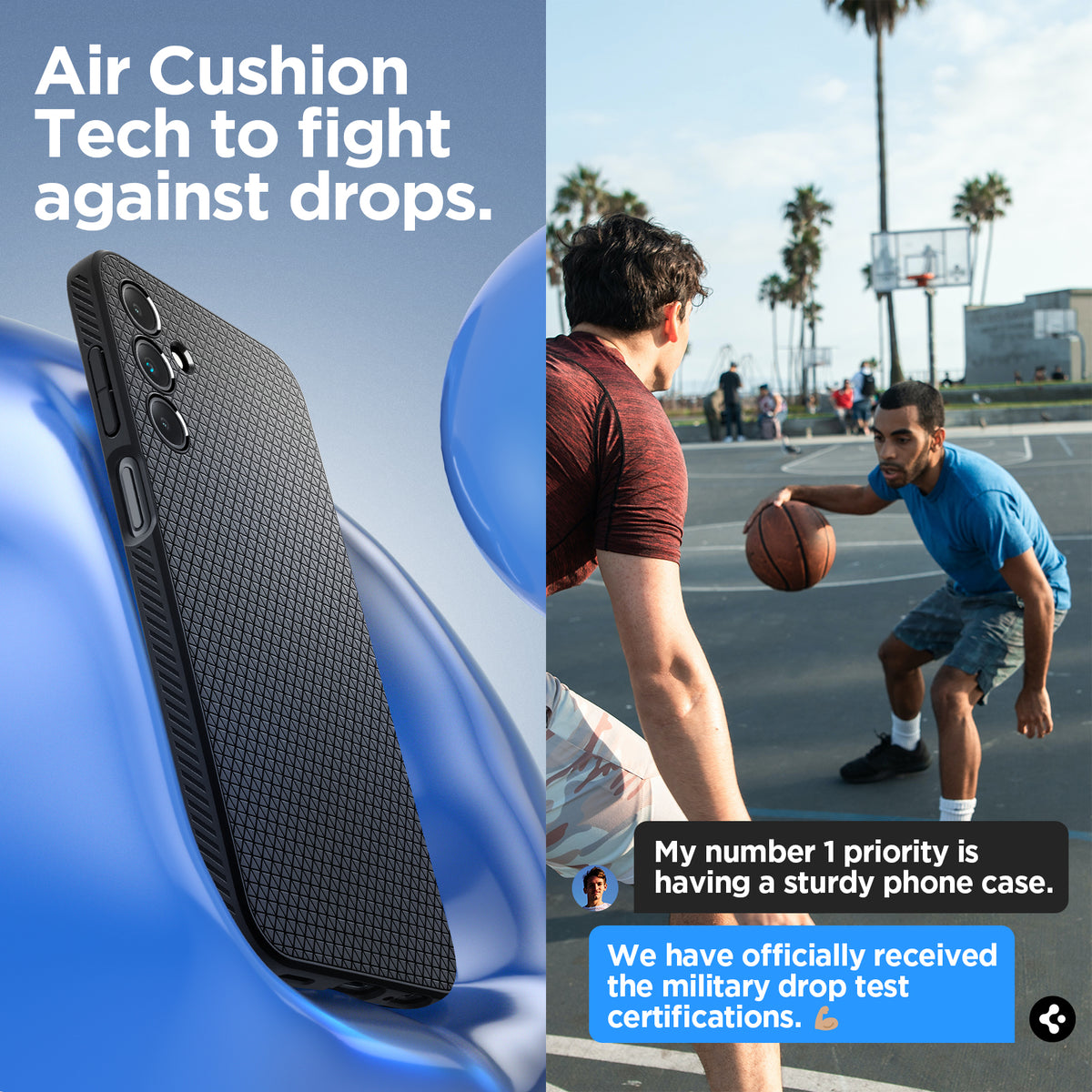 ACS07246 - Galaxy A15 5G Case Liquid Air in Matte Black  air cushion tech to fight against drops.
