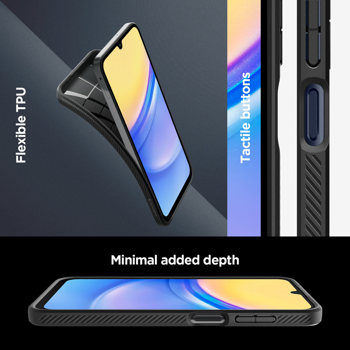 ACS07246 - Galaxy A15 5G Case Liquid Air in Matte Black flexible TPU, tactile buttons, Minimal added depth