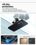 ACS09000 - Galaxy S25 Case Liquid Air in Matte Black showing the all-day protection. Air Cushion Technology ensures optimal drop protection, covering all four corners of your phone. Air Cushion Technology. Raised edges