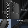 ACS05888 - Galaxy A54 5G Case Rugged Armor in Matte Black showing the carbon fiber accent styling. Flexible TPU