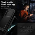 ACS05888 - Galaxy A54 5G Case Rugged Armor in Matte Black showing the sleek matte black coating. Anti-slip and anti-fingerprints