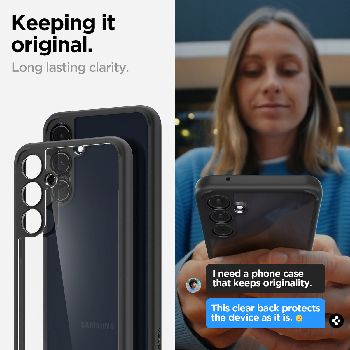 ACS07529 - Galaxy A55 5G Case Ultra Hybrid in Matte Black  keeping it original. Long lasting clarity.