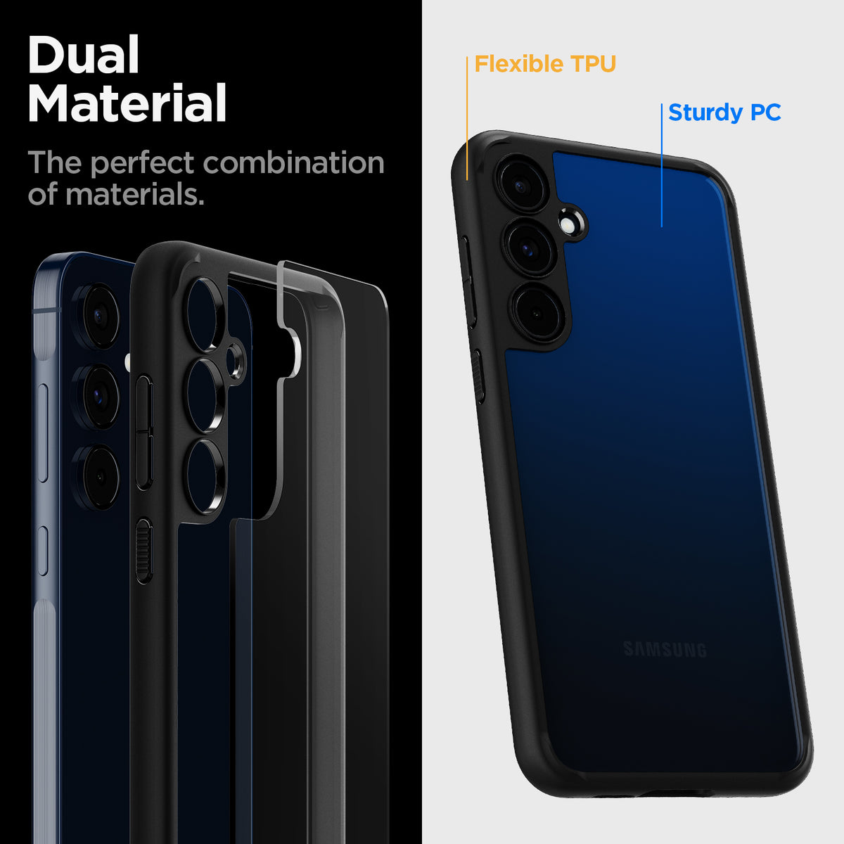 ACS07529 - Galaxy A55 5G Case Ultra Hybrid in Matte Black dual material. The perfect combination of materials.