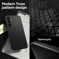 ACS07519 - Galaxy A35 5G Case Liquid Air in Matte Black modern truss pattern design. Optimal grip.