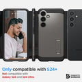 ACS07333 - Galaxy S24 Plus Case Tough Armor in Gunmetal showing the compatibility only with S24+. Not compatible with Galaxy S24 and S24 Ultra