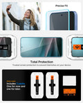 AGL07430 - Galaxy S25 Plus GLAS.tR EZ Fit in Clear showing the precise fit, total protection. Trusted screen protection to prevent blemishes on your device, what's inside: includes 2 packs, one for now and for later